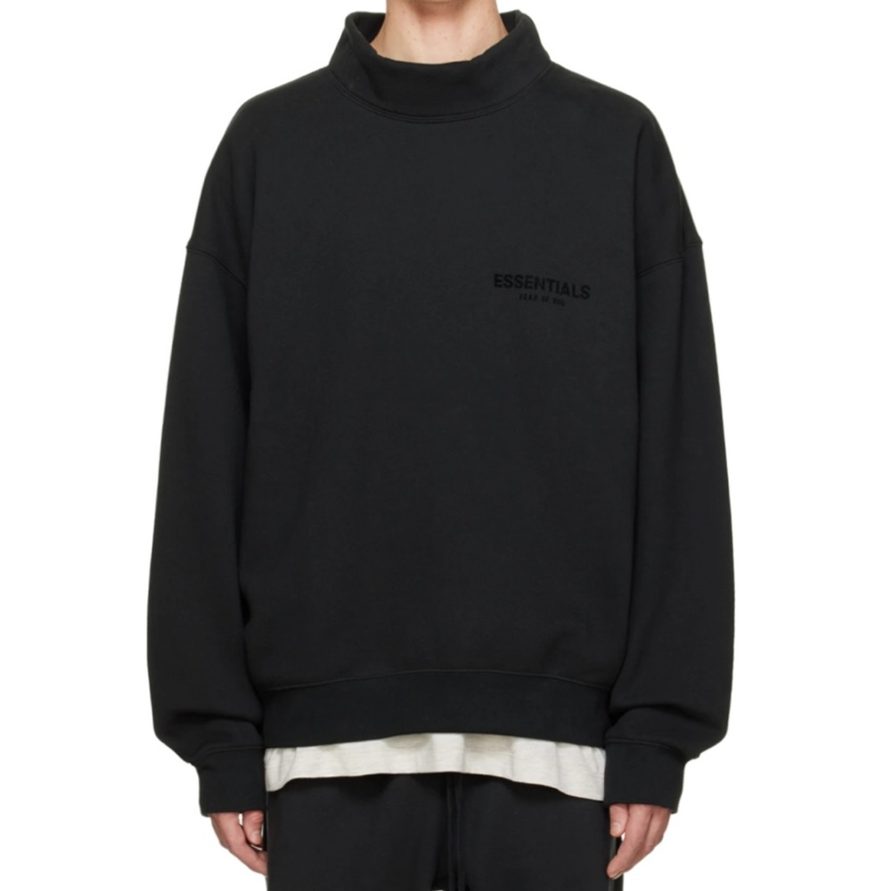ESSENTIALS Black Mock Neck Sweatshirt